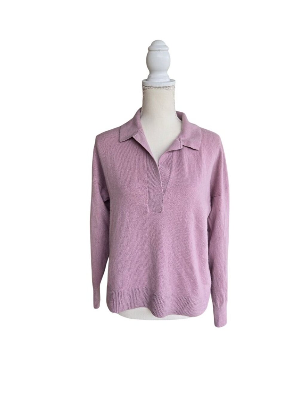 Everlane 100% Cashmere Polo Sweater Lavender Women's XL